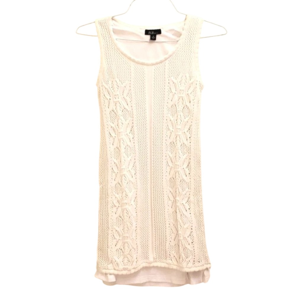 AGB Dress Cream Cable Knit Sleeveless Layered Tunic Kids Size S